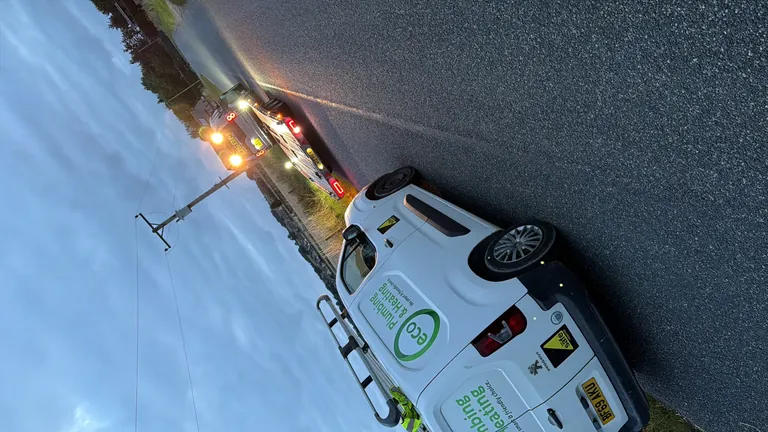 DSBM van on a dusk recovery, rural Aberdeenshire road