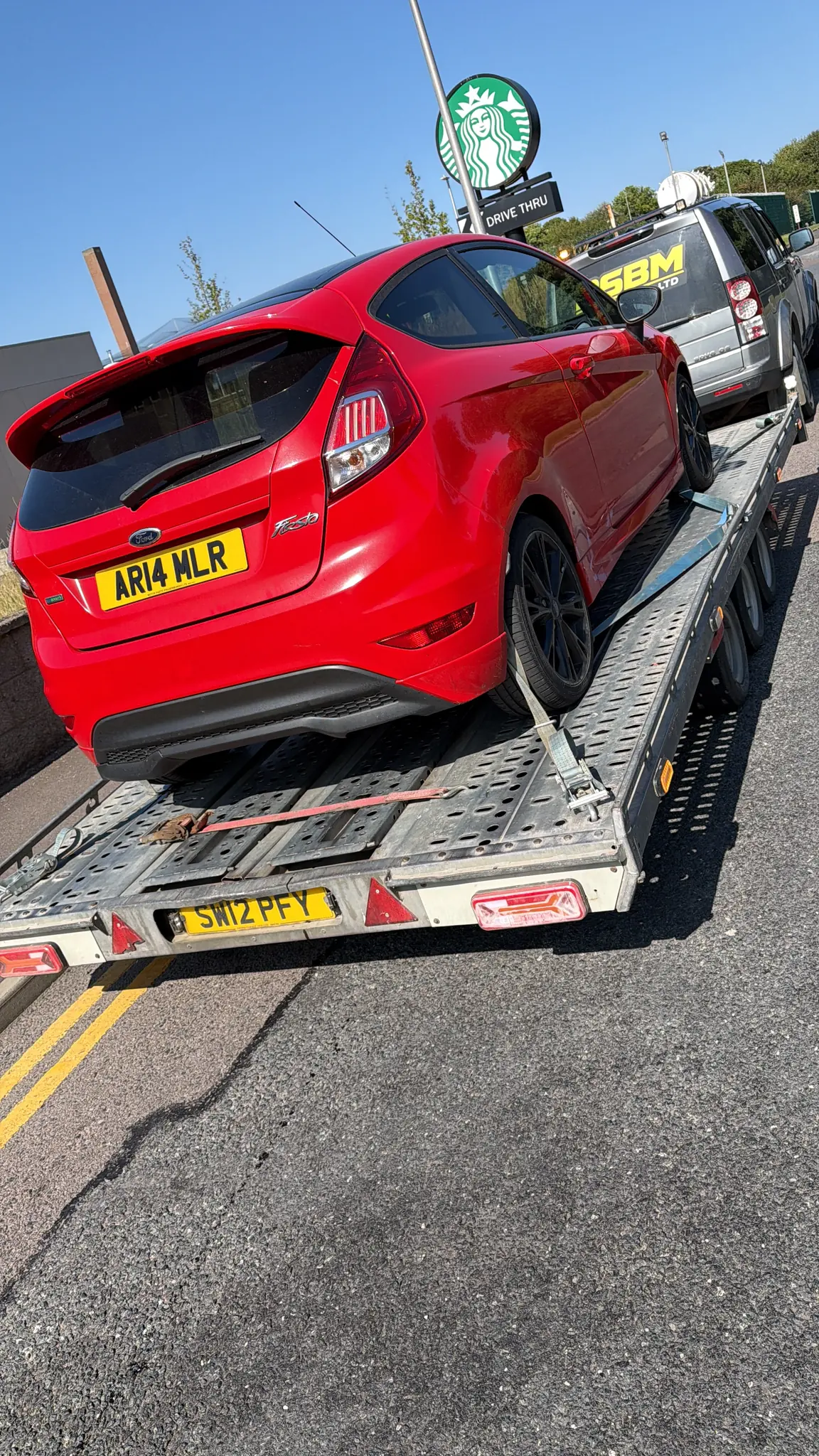 Red Ford Fiesta on the DSBM trailer
